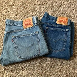 Levi’s 517 505 Men’s Bootcut Blue Jeans Denim 36 X 30 Lot Of 2 EUC Light Dark